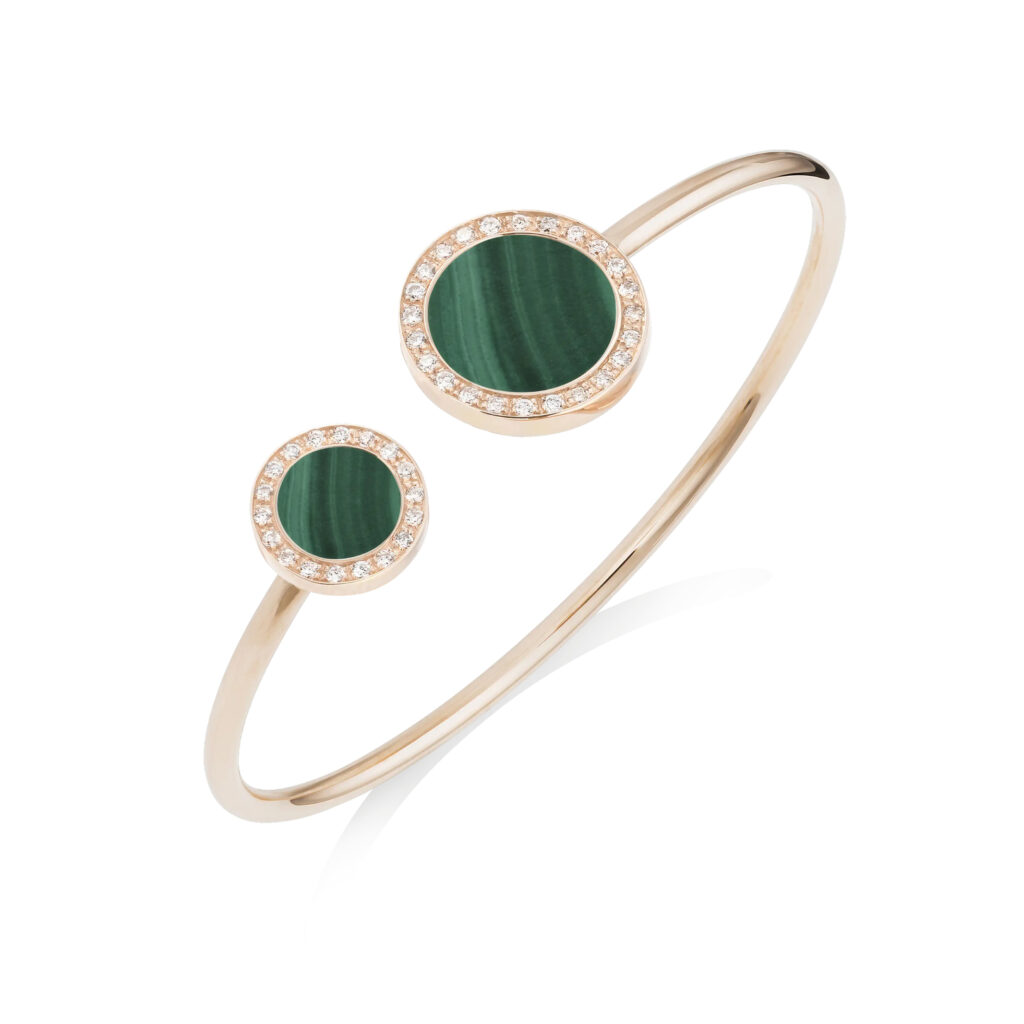 Bracelet Buona Fortuna malachite et diamants – or rose 18 K
