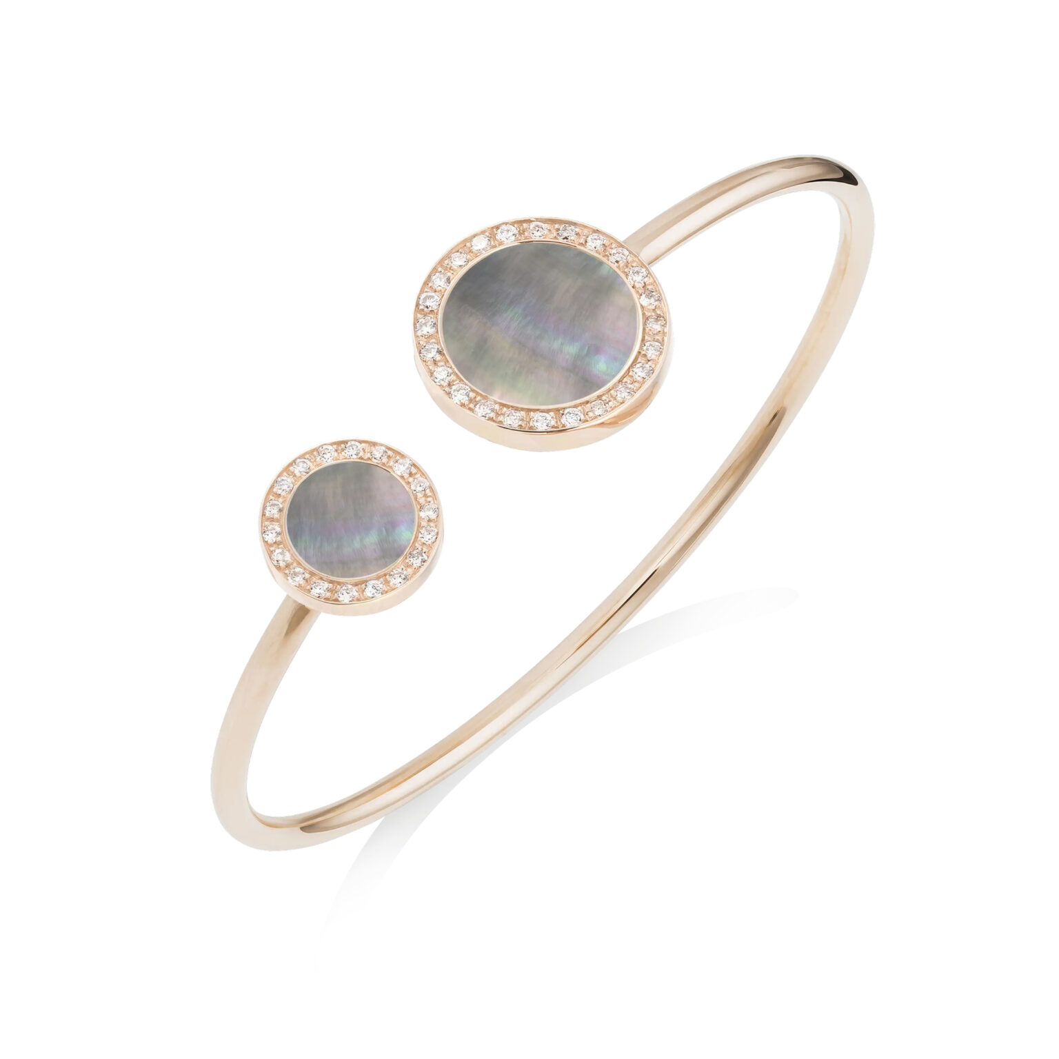 Bracelet Buona Fortuna nacre grise et diamants – or rose 18 K