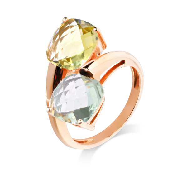 Bague Poppy Blue Duo en or – duo de pierres fines facettées, bijou coloré et contemporain