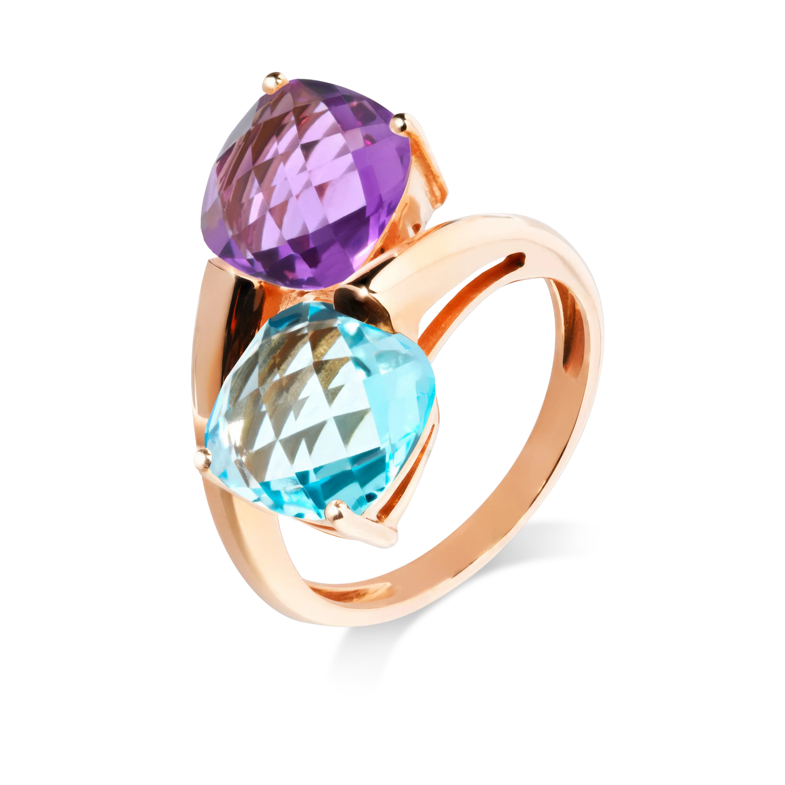 Bague Poppy Blue Duo en or – duo de pierres fines facettées, bijou coloré et contemporain