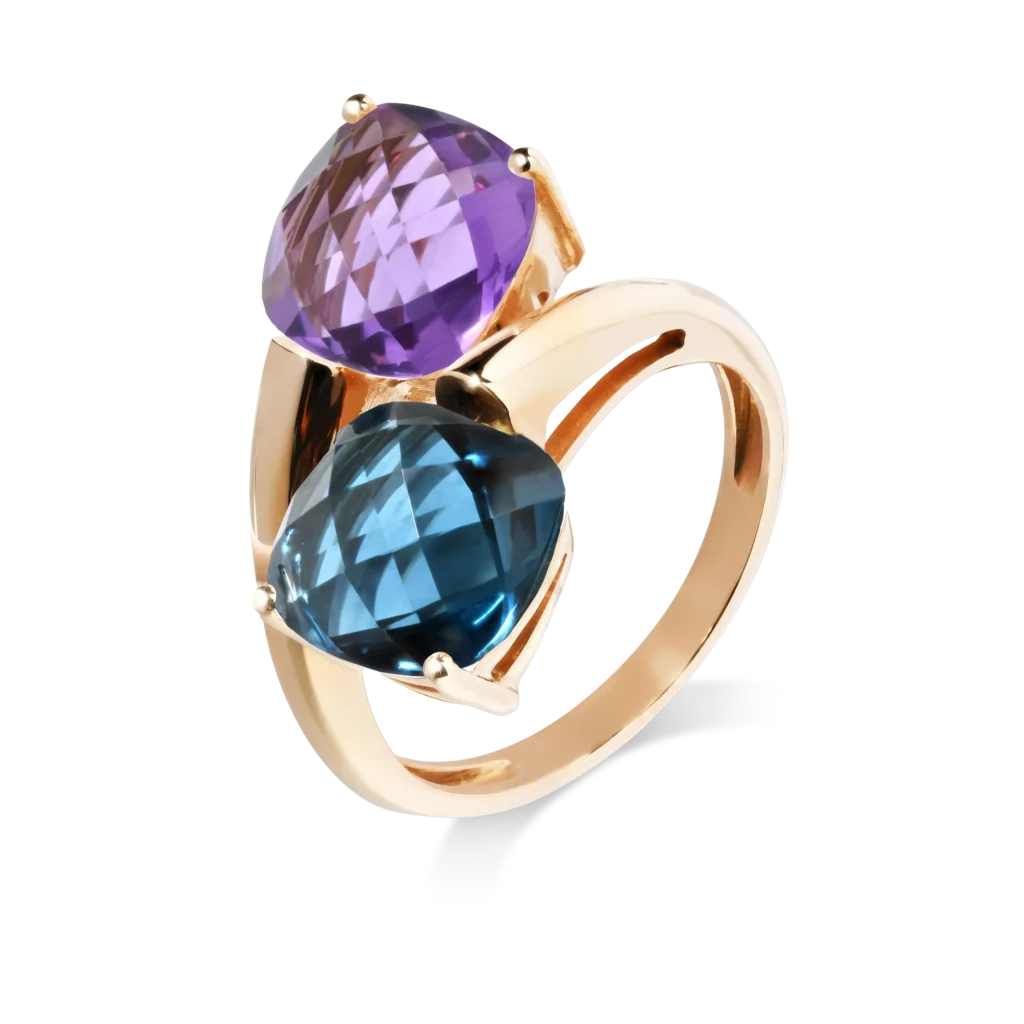 Bague Poppy Blue Duo en or – duo de pierres fines facettées, bijou coloré et contemporain