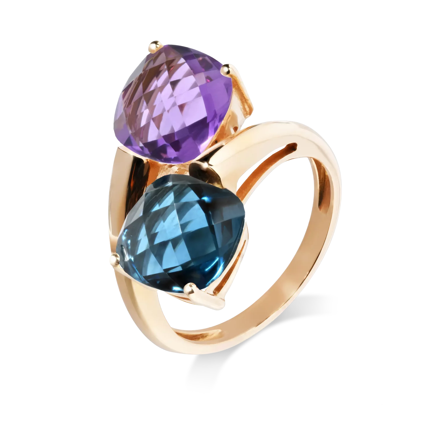 Bague Poppy Blue Duo en or – duo de pierres fines facettées, bijou coloré et contemporain