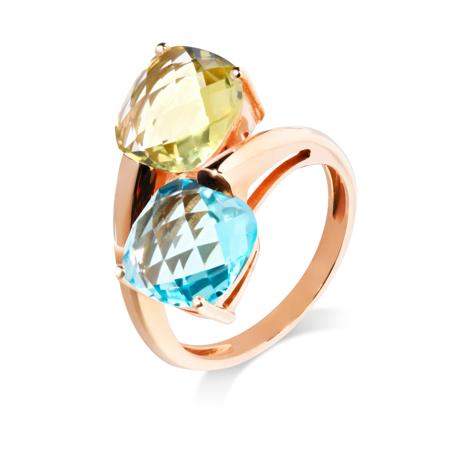 Bague Poppy Blue Duo en or – duo de pierres fines facettées, bijou coloré et contemporain