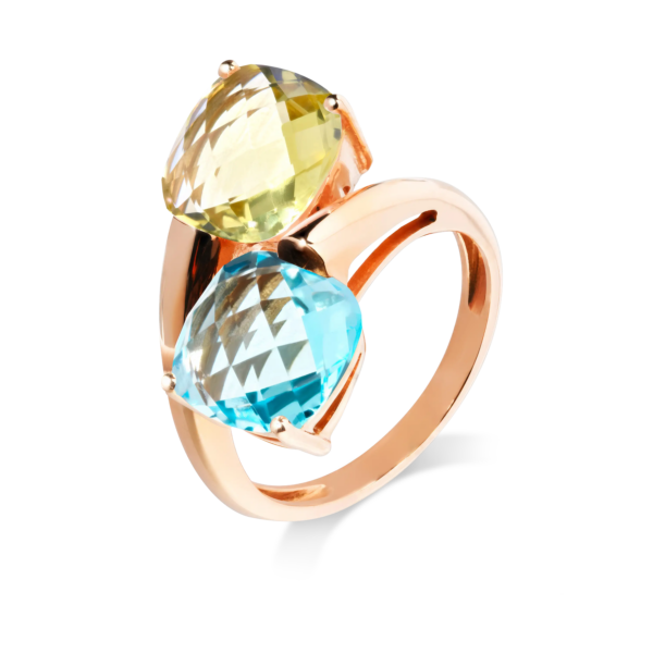 Bague Poppy Blue Duo en or – duo de pierres fines facettées, bijou coloré et contemporain