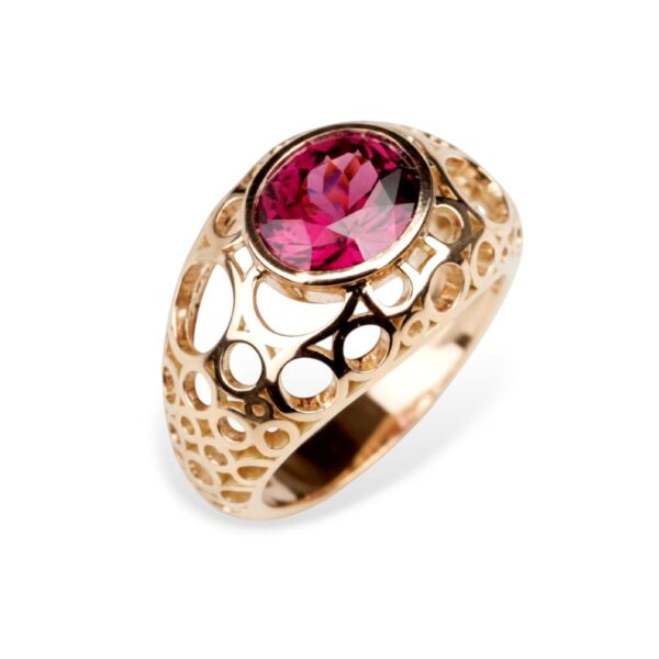 bague or rose ajouré grenat 3 carats Chloé joaillerie paris