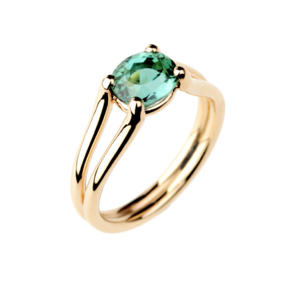 Bague Tower en or rose 18K sertie d’une tourmaline verte ovale de 1,22 carat