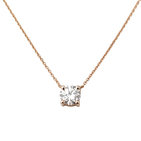 Aura pendentif diamant 1 carat or rose